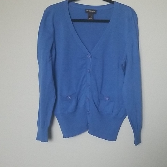 Lane Bryant Casual Fall Blue Button Front V Neck Cardigan 14/16 - Picture 6 of 6